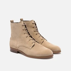 KOST Boots à Lacets Croûte Velours Beige Femme marque pas cher 33