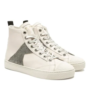 KOST Sneakers Cuir Écru Et Argent Femme prix le plus bas 27