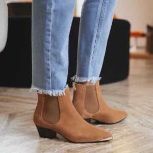 Nouvelle Collection KOST Boots Croûte Velours Marron Femme 33