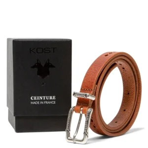 KOST Ceinture Femme Made In France Cuir Tannage Végétal Noisette Dernières Nouveautés 28