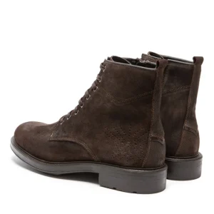 soldes pas cher KOST Bottines à Lacets Croûte Velours Marron Foncé Homme 19