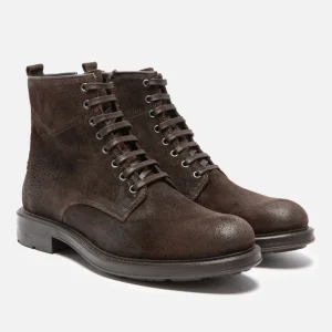 soldes pas cher KOST Bottines à Lacets Croûte Velours Marron Foncé Homme 25