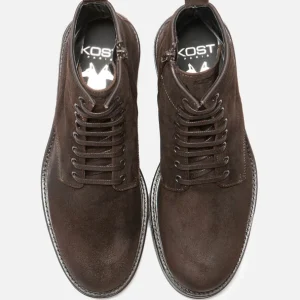 soldes pas cher KOST Bottines à Lacets Croûte Velours Marron Foncé Homme 27