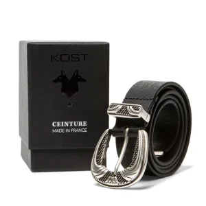 KOST Ceinture Made In France Cuir Tannage Végétal Noir Mixte boutiqued pas cher 18