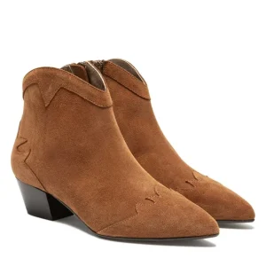 KOST Boots à Talons Style Western Croûte Velours Cognac Femme Top ventes 25