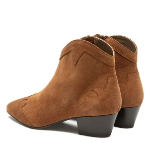 KOST Boots à Talons Style Western Croûte Velours Cognac Femme Top ventes 29