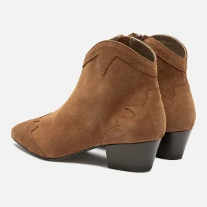 KOST Boots à Talons Style Western Croûte Velours Cognac Femme Top ventes 15