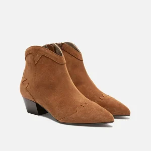 KOST Boots à Talons Style Western Croûte Velours Cognac Femme Top ventes 33