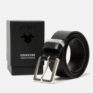 livraison la plus rapide KOST Ceinture Made In France Cuir Tannage Végétal Noir Homme 23