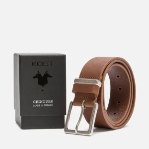 KOST Ceinture Made In France Cuir Tannage Végétal Tabac Homme soldes officiel 24