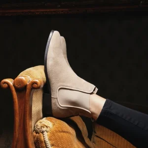 KOST Chelsea Boots Croûte Velours Beige Femme garantie de qualité 33