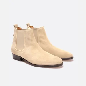 KOST Chelsea Boots Croûte Velours Beige Femme garantie de qualité 31